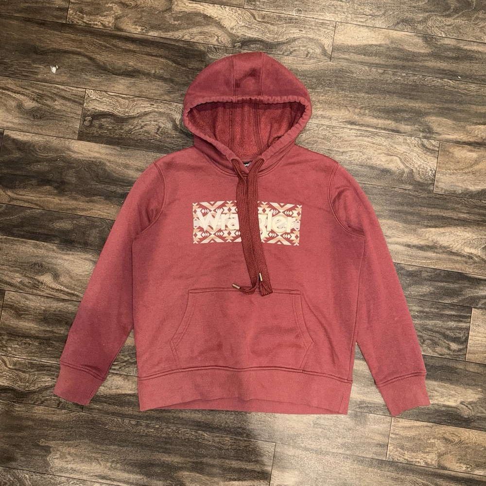 Wrangler Retro Fleece Pullover Hoodie Long-Sleeve Men's Medium Southwestern Logo